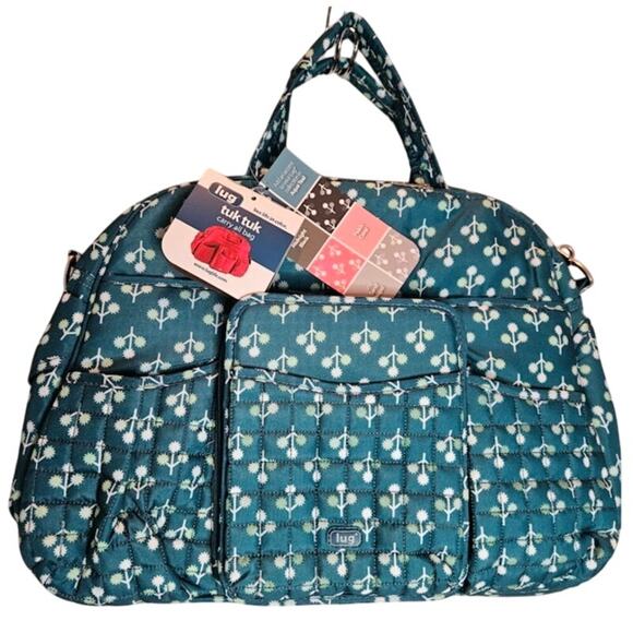 Lug Carry All Bag TukTuk New with Tags Aqua Teal Orchard Print Grad, Vaca, Baby - Picture 1 of 7
